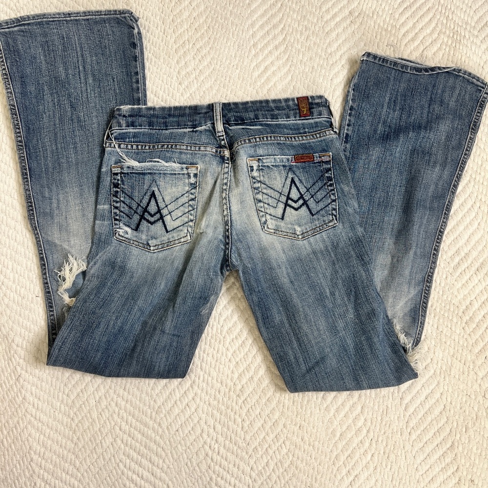 7 For All Mankind Vintage Women's Faded Blue Boot Cut Jeans, 25